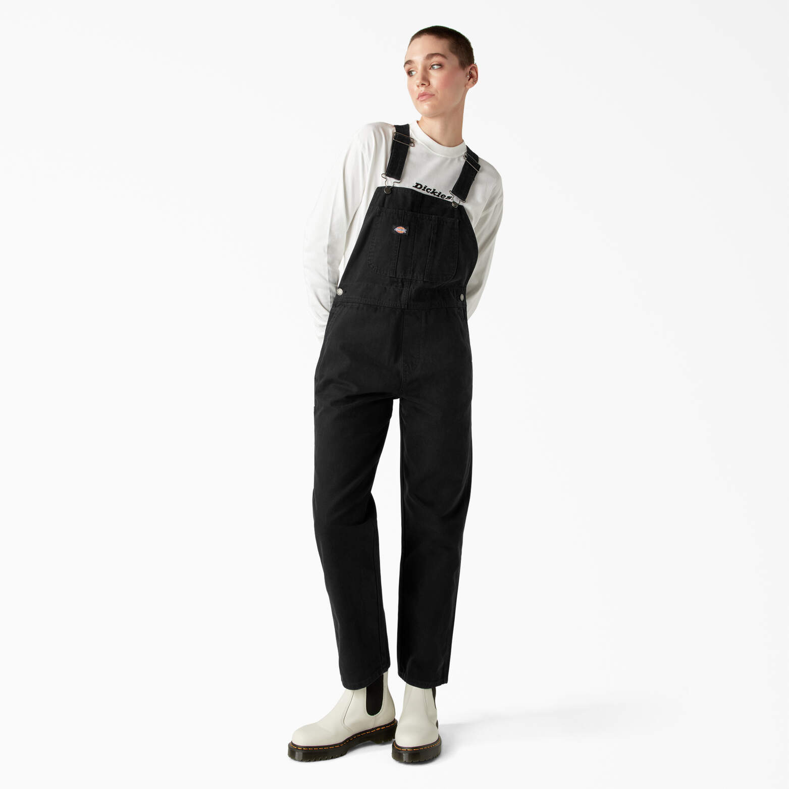 Dickies Women's Duck Canvas Overalls in Stonewashed Black size Medium | Dickies