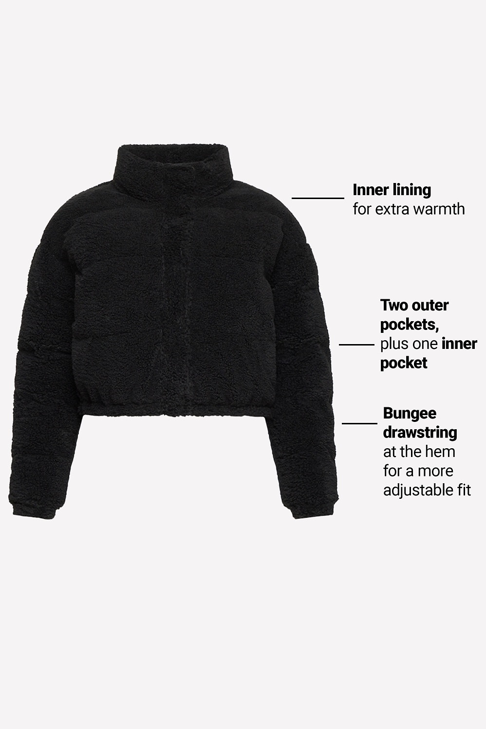 Faux Shearling Puffer Jacket | Fabletics - North America