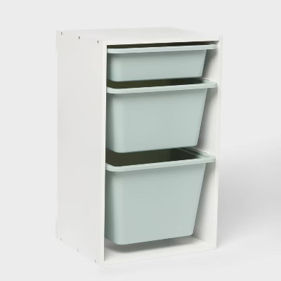 Multi-Bin Kids' Storage Smoke Green - Pillowfort™: Toy Storage Rack, 3 Shelves, 30% Recycled Pl... | Target