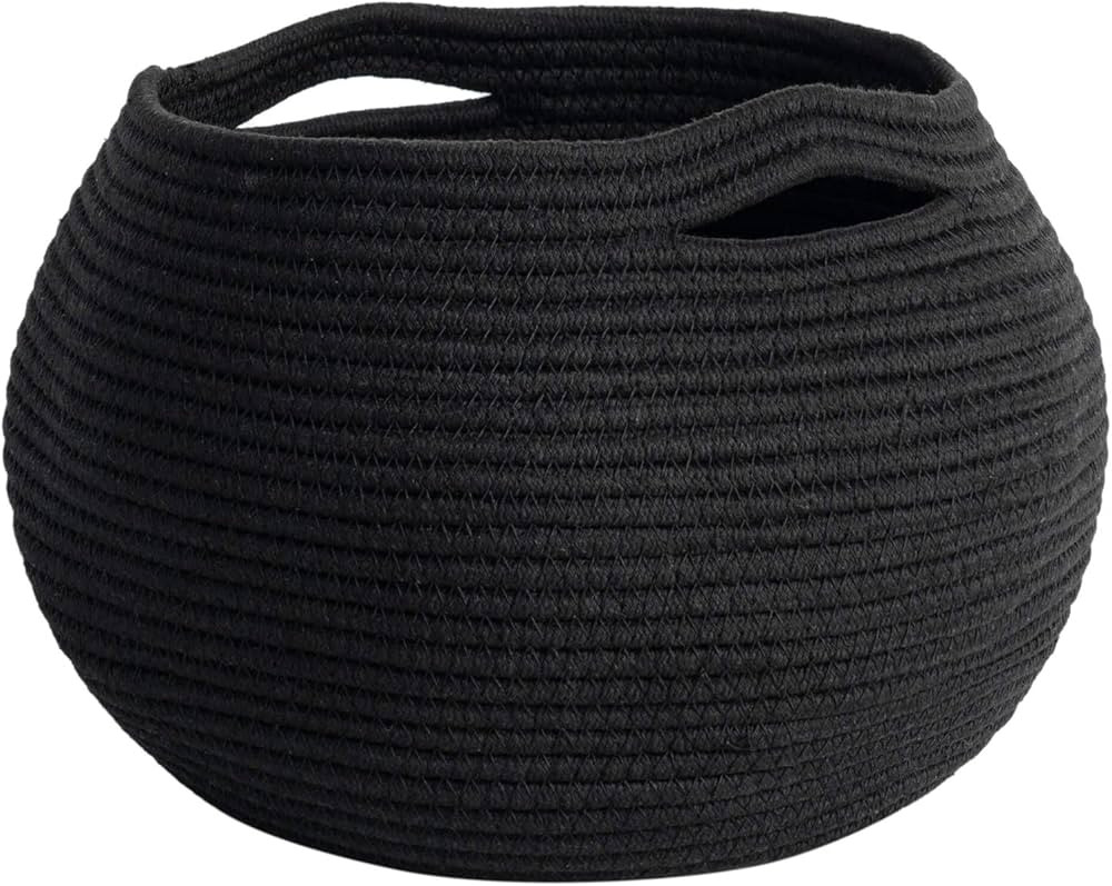 Goodpick Small Rope Storage Basket, Black Round Baskets for Socks, Dog Toys, Towels, Cute Baby Ba... | Amazon (US)