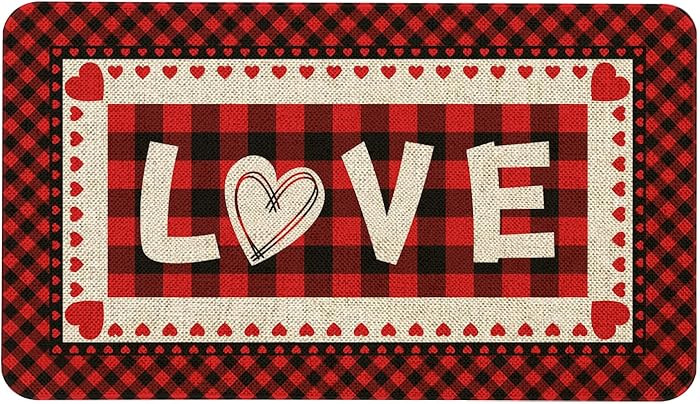 Valentine's Day Welcome Doormat 30x17 Inch Valentines Romantic Love Door Mat for Indoor Outdoor E... | Amazon (US)