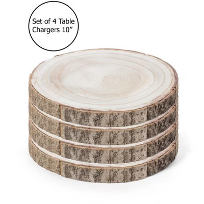 Barky Natural Wood Slabs Rustic Ornament Slice Tray Table Charger set of 4 | Target