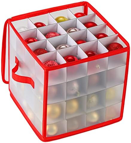 Phedrew Plastic Christmas Ornament Storage Box with Dual Zippered Closure, Hold 64 Christmas Ball... | Amazon (US)