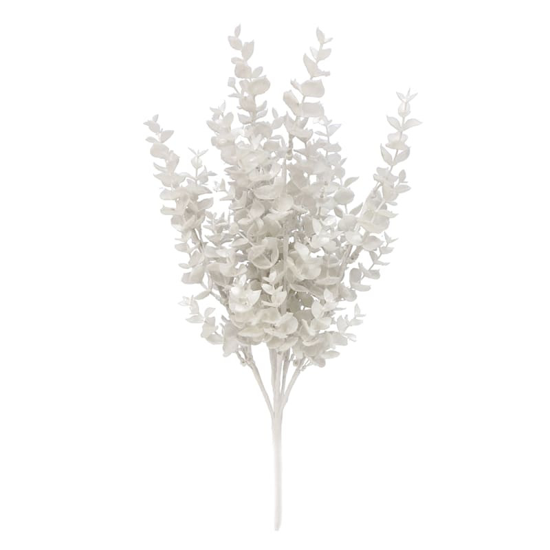 Flocked White Eucalyptus Bush, 21" | At Home