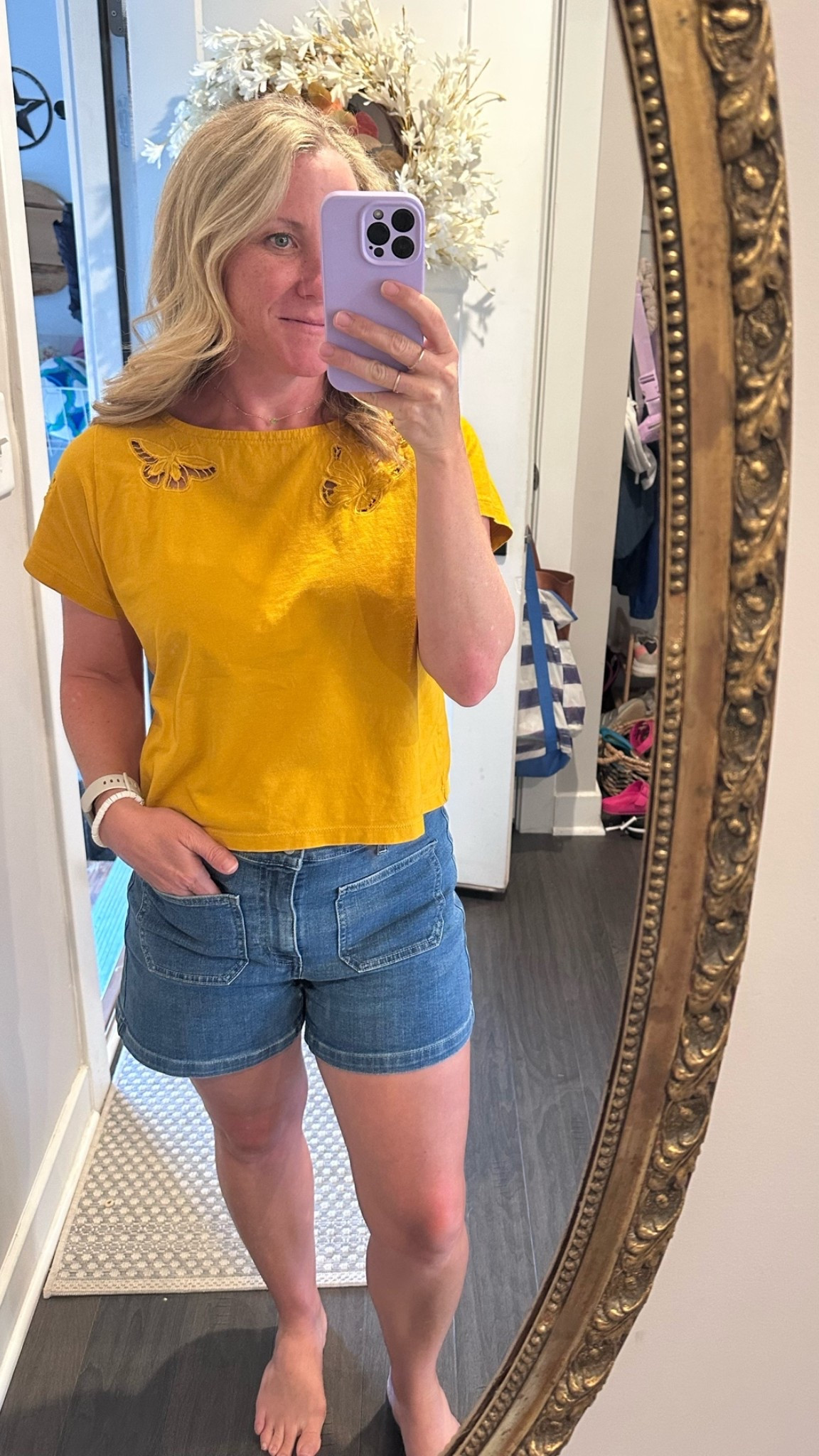 Denim front pocket shorts from JcrewFactory. I’m usually a 27 in jcrew bottoms and I got the 27, although I love roomy shorts. So if I wanted these to really hug me I would have gotten the 26. Shirt is old from Madewell, linking similar.

#LTKOver40 #LTKPetite #LTKSaleAlert