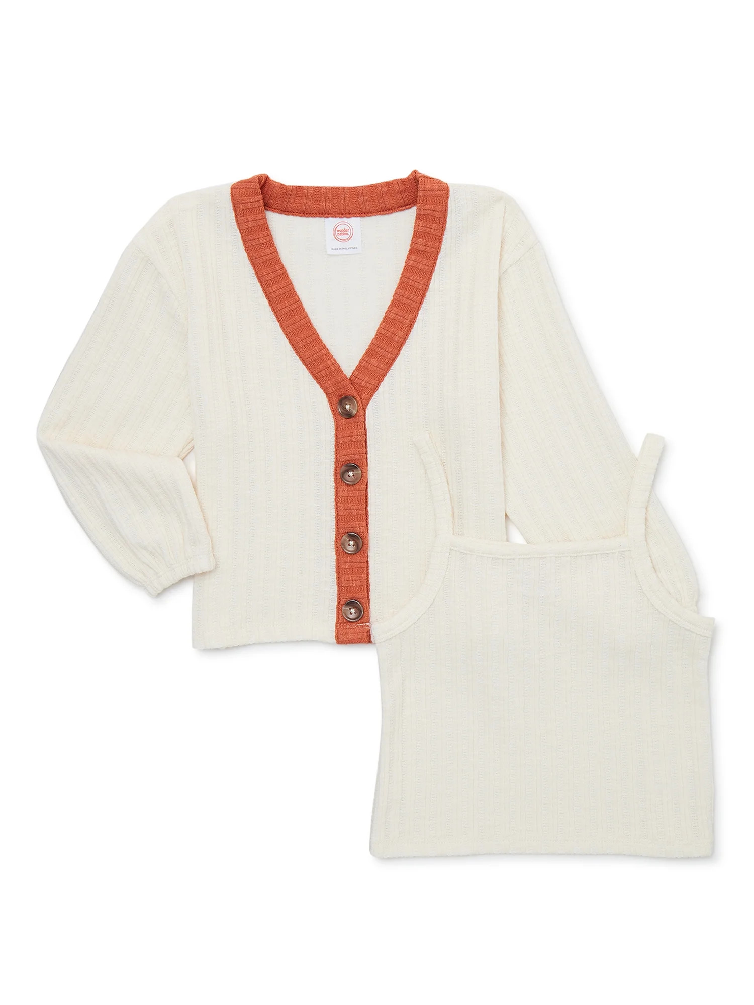 Wonder Nation Baby and Toddler Girls Cardigan Sweater and Tank Top, 2-Piece Twin Set, 12 Months-5... | Walmart (US)