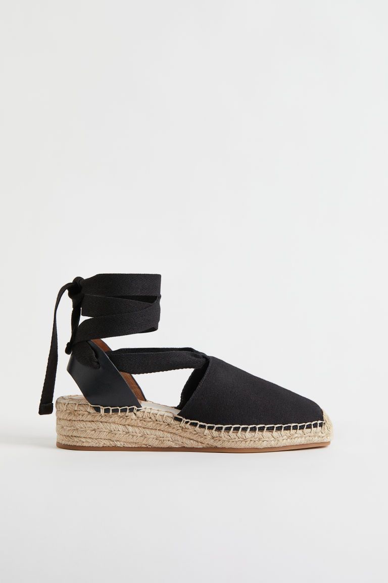 H & M - Tie-strap Espadrilles - Black | H&M (US)