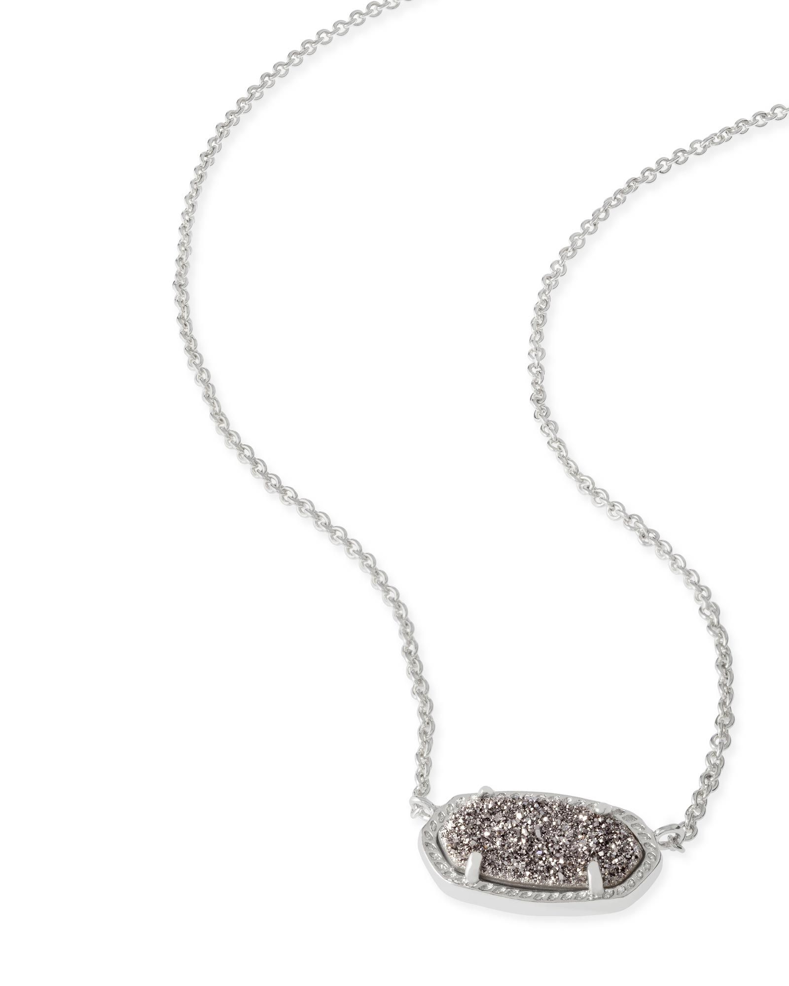 Elisa Silver Pendant Necklace in Platinum Drusy | Kendra Scott