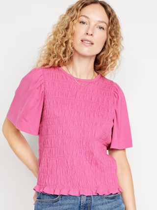 Short-Sleeve Smocked Top for Women | Old Navy (US)