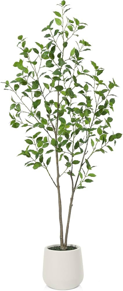 OAKRED Artificial Ficus Tree 5ft with White Planter, Tall Fake Ficus Tree for Home Decor Indoor, ... | Amazon (CA)