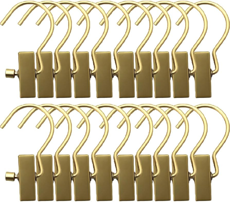 Boot Hangers Clips Hanging Laundry Hooks Clothes Pins Hanger with Clip, Portable Golden Home Trav... | Amazon (US)