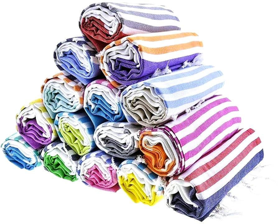 HAVLULAND Turkish Beach Towel Set of 6 - Sand Free - 100% Organic Oversized Turkish Towel - Quick... | Amazon (US)