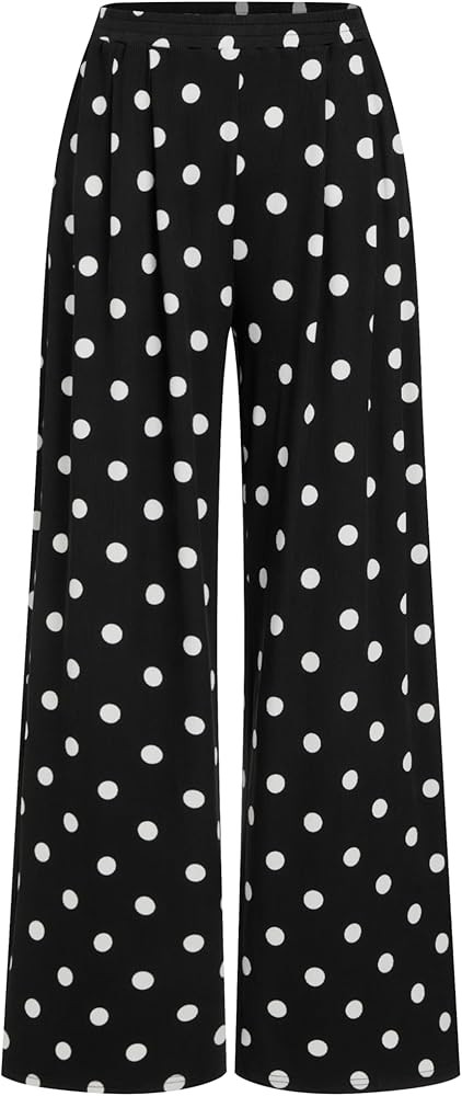 CIDER Palazzo Pants for Women Wide Leg Flowy Pants with Pockets Elastic Mid Waist Summer Beach Va... | Amazon (US)