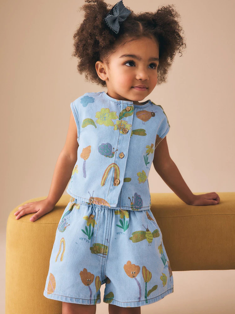 Denim Red Ladybug Print Sleeveless Top & Shorts Set (3mths-7yrs) | Next US