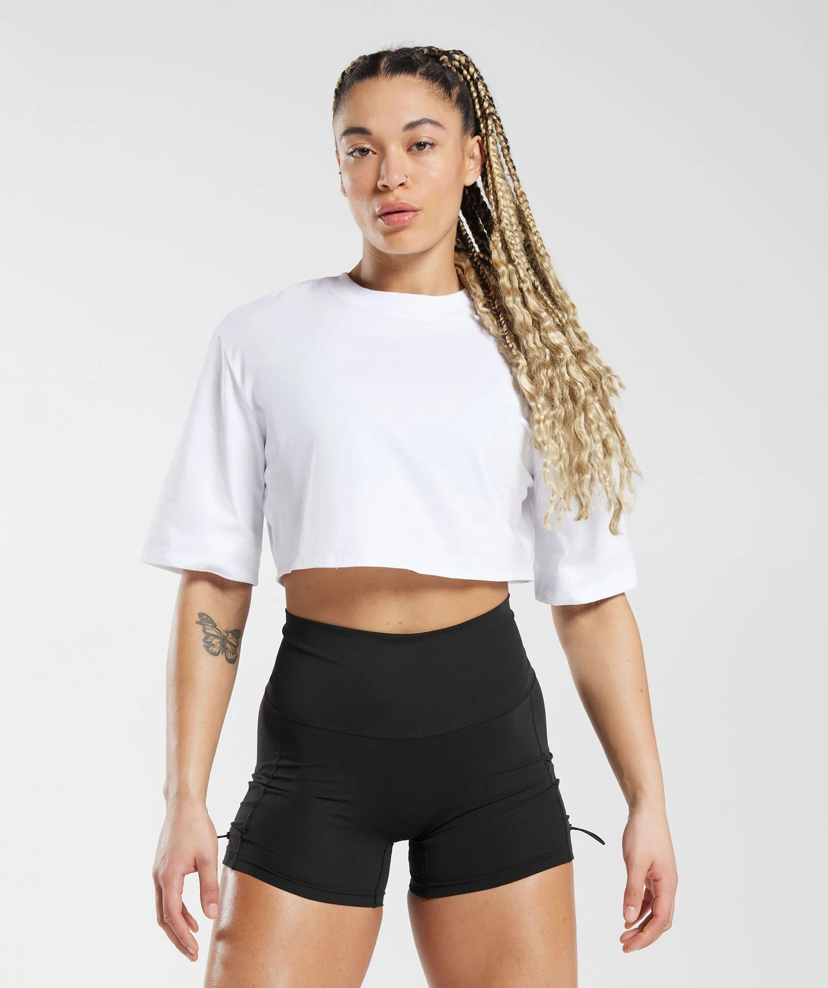 Gymshark Cotton Boxy Crop Top - White | Gymshark US