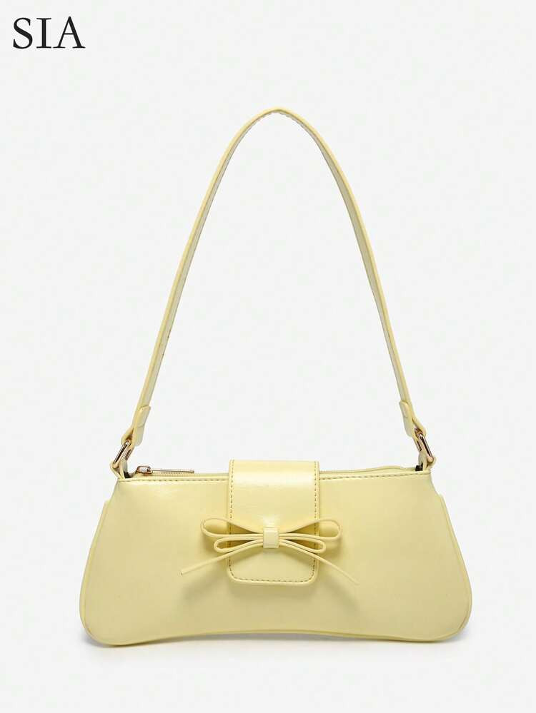 1pc Retro Bowknot Accent Decorative Cross-Body Underarm Baguette Bag, Suitable For Date, Outing, Party | SHEIN