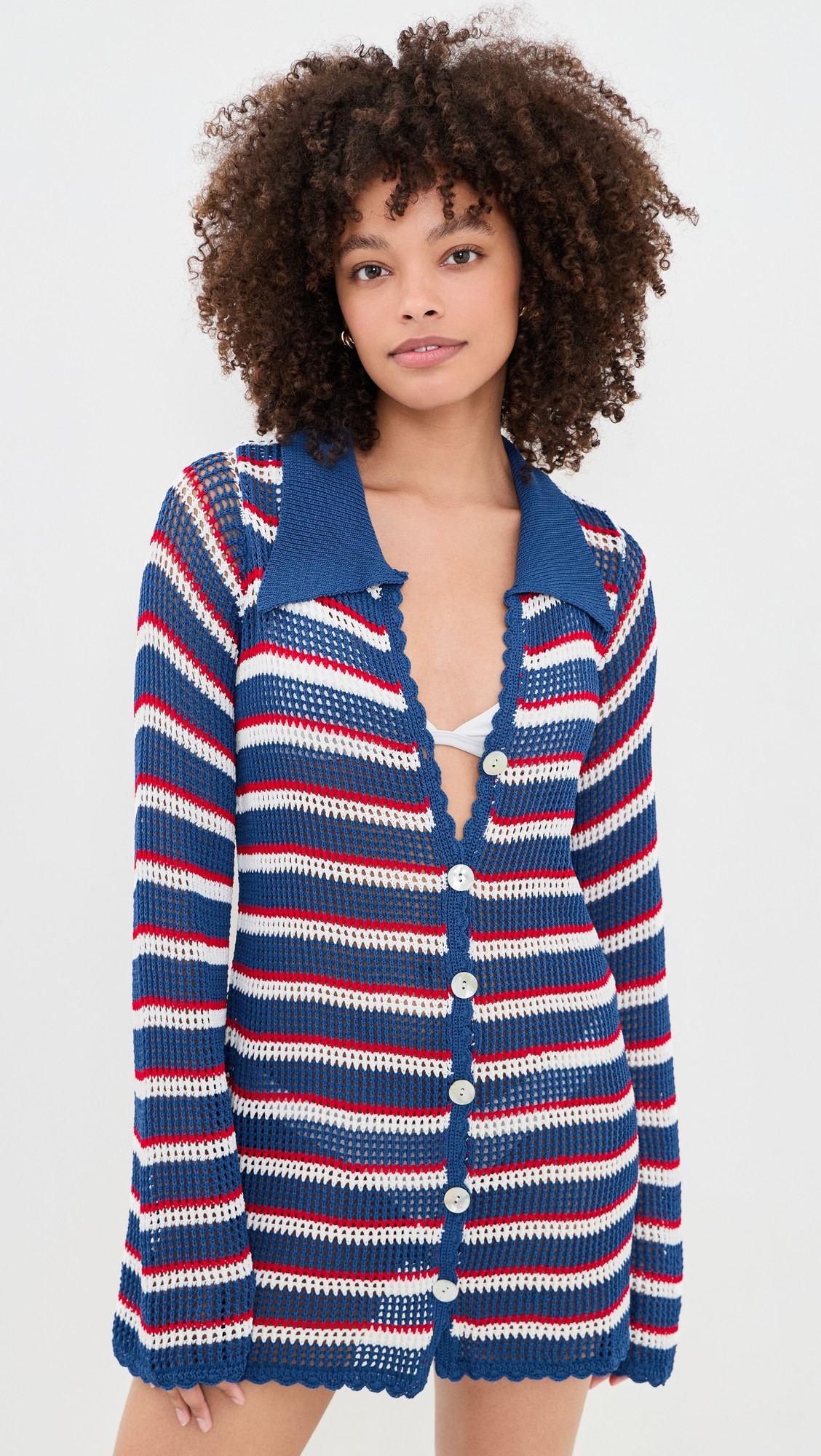 Show Me Your Mumu Button Up Coverup Dress Montauk Stripe Crochet S | Shopbop