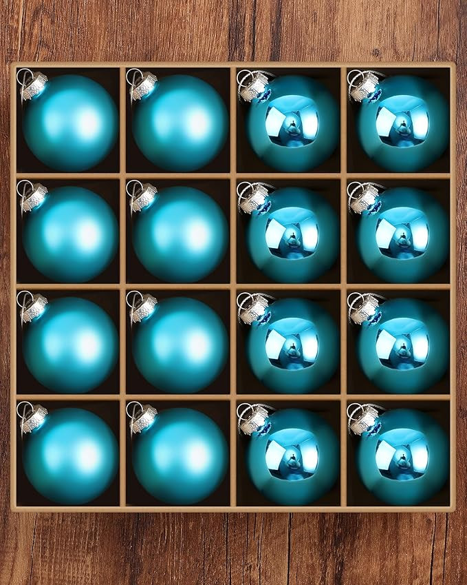 Syhood 16 Pcs Christmas Glass Ball Ornaments Set 2.36" Hanging Glass Bulbs with Loop Hanging Stri... | Amazon (US)