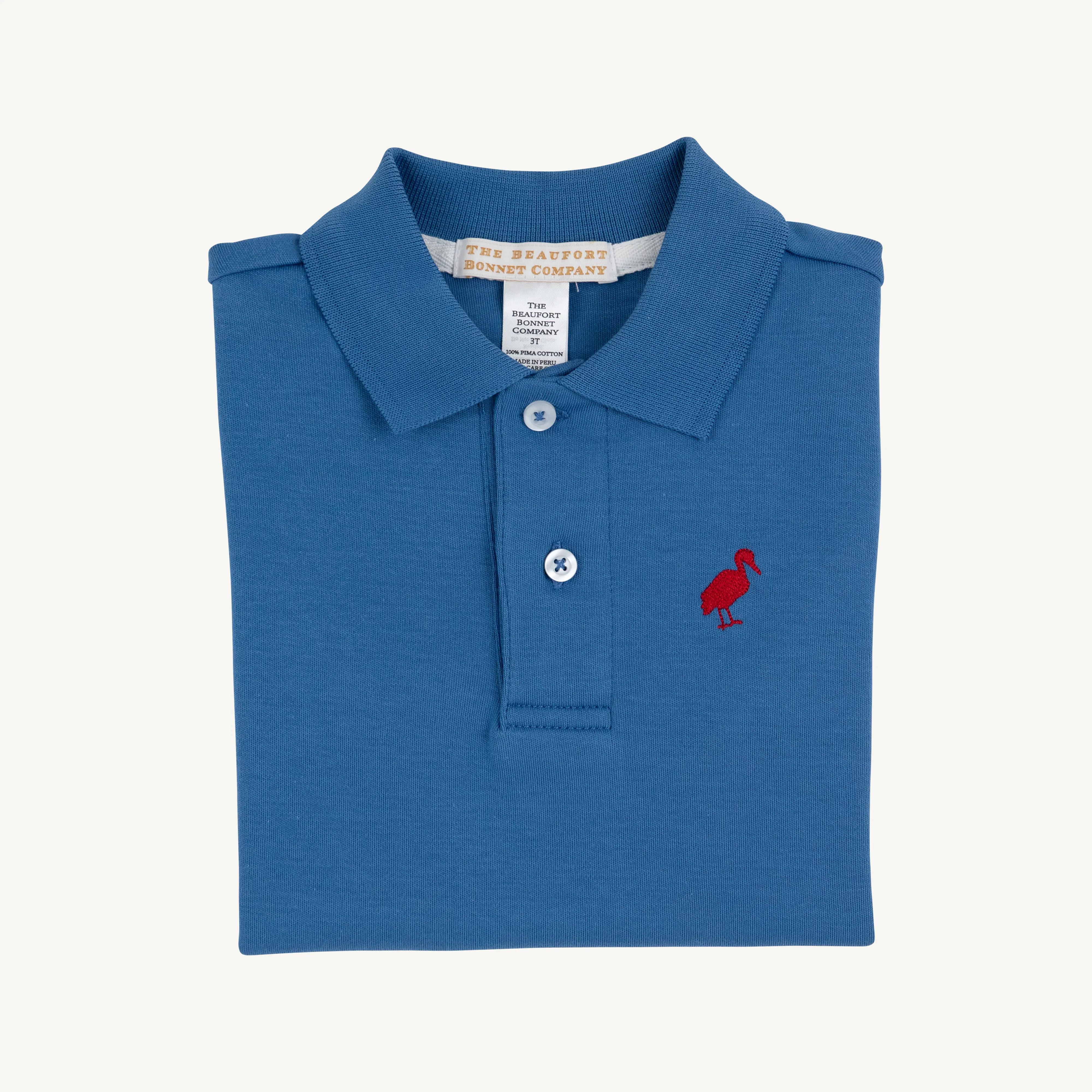 Prim & Proper Polo & Onesie - Wood Boat Blue with Richmond Red Stork | The Beaufort Bonnet Company