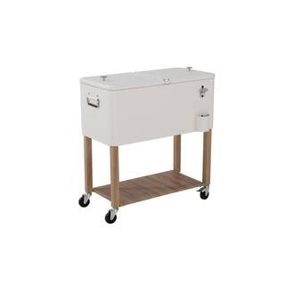 80 Qt. White Cooler with Light Brown Woodgrain | The Home Depot