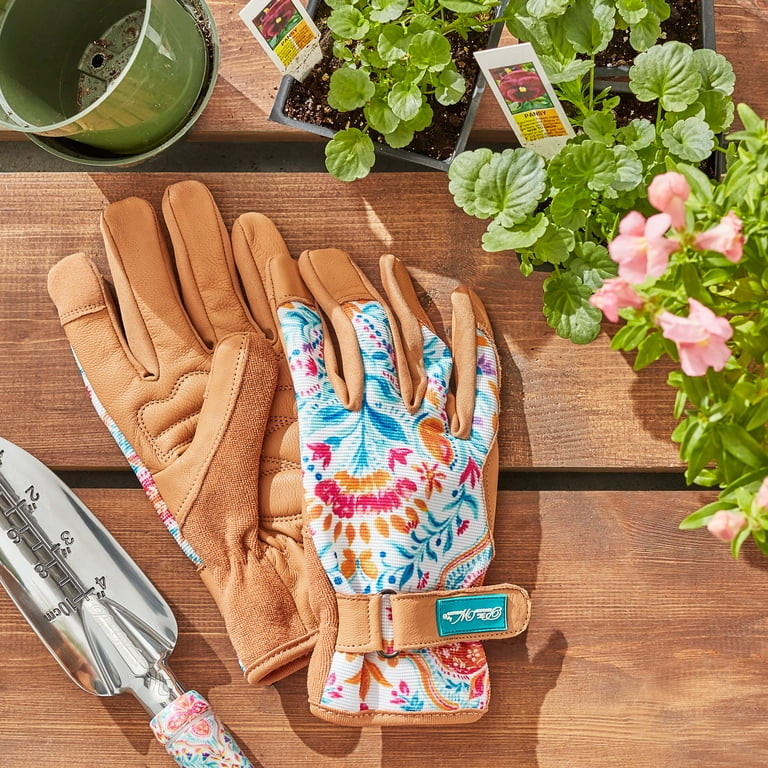 The Pioneer Woman Tan Multi Colored Folk Geo Gardening Gloves, Women's Size Medium - Walmart.com | Walmart (US)