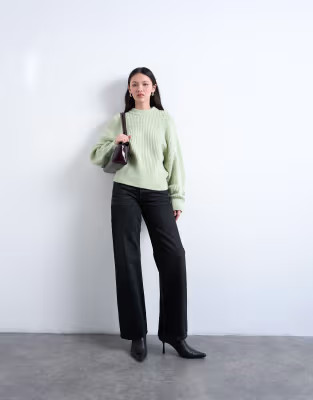Topshop knit balloon sleeve sweater in mint | ASOS (Global)