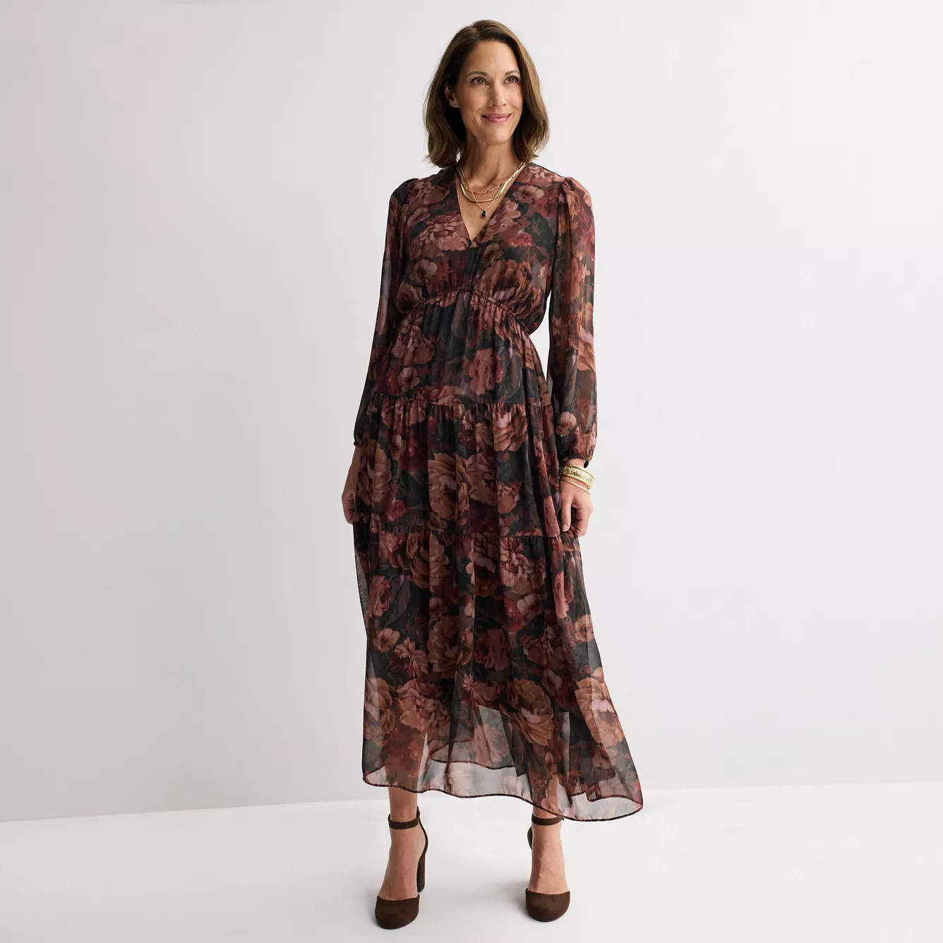 Women's Robbie Bee Long Sleeve Chiffon Mini Dress | Kohl's