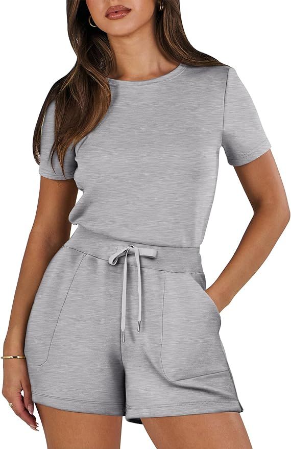 ANRABESS Women's Summer Casual Dressy Short Sleeve Tshirt One Piece Rompers Jumpsuit Beach Travel... | Amazon (US)
