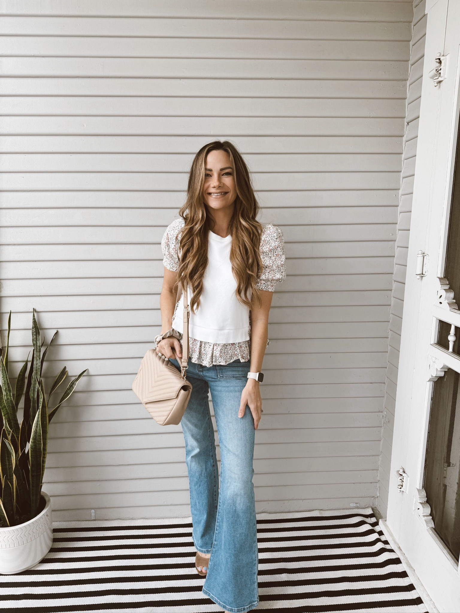 I just bought these amazing flare midrise jeans from a boutique in Scottsdale. I can’t find them anywhere online other than a darker color! But I’m going to order them too! They are the most amazing and comfortable project fitting flares! Not too high of a rise and not too wide of a flare. They’re just right! I linked similar in case you didn’t want the darker color  

#LTKstyletip