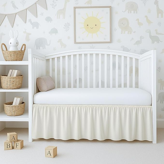 Cottington Lane Ivory Crib Skirt Dust Ruffle, 100% Natural Cotton, Soft, Durable Nursery Crib Tod... | Amazon (US)