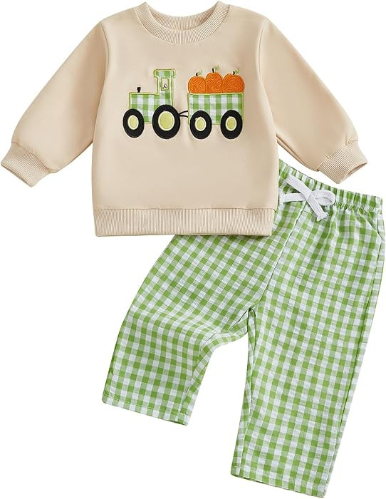 Socutebabe Baby Boy Thanksgiving Outfit Long Sleeve Sweatshirt Pants Set | Amazon (US)
