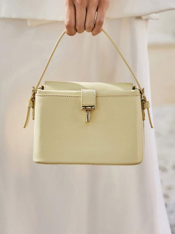 SHECARRY Bolsos De Mujer Con Asa Superior Retro De Piel PU, Elegante Exquisita Con Cierre De Seguridad Para Otoño, Invierno, Escuela, Viaje, Trabajo, Transporte | SHEIN