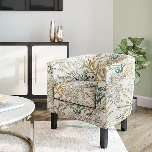 BELLEZE Living Room Chair, Linen Round Accent Barrel Chair, Club Tub Sofa Chair for Bedroom, Corn... | Amazon (US)