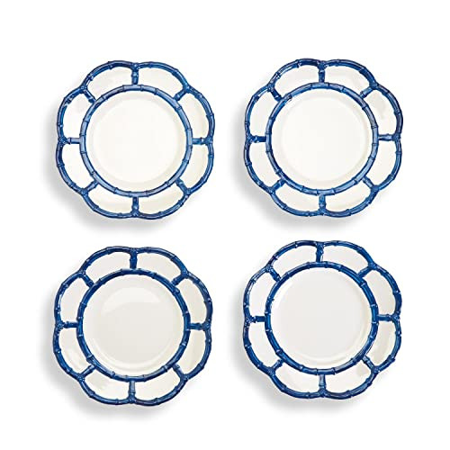 Amazon.com | Two's Company Set of 4 Blue Bamboo Touch Accent Plate: Dinner Plates | Amazon (US)