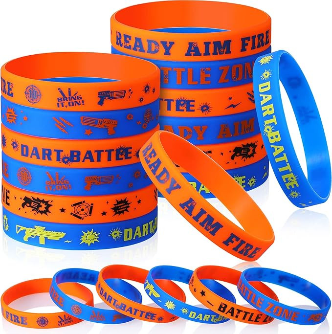 36 Pieces Dart Battle Party Favor, Dart Gun Themed Party Silicone Rubber Bracelet Wristbands Idea... | Amazon (US)