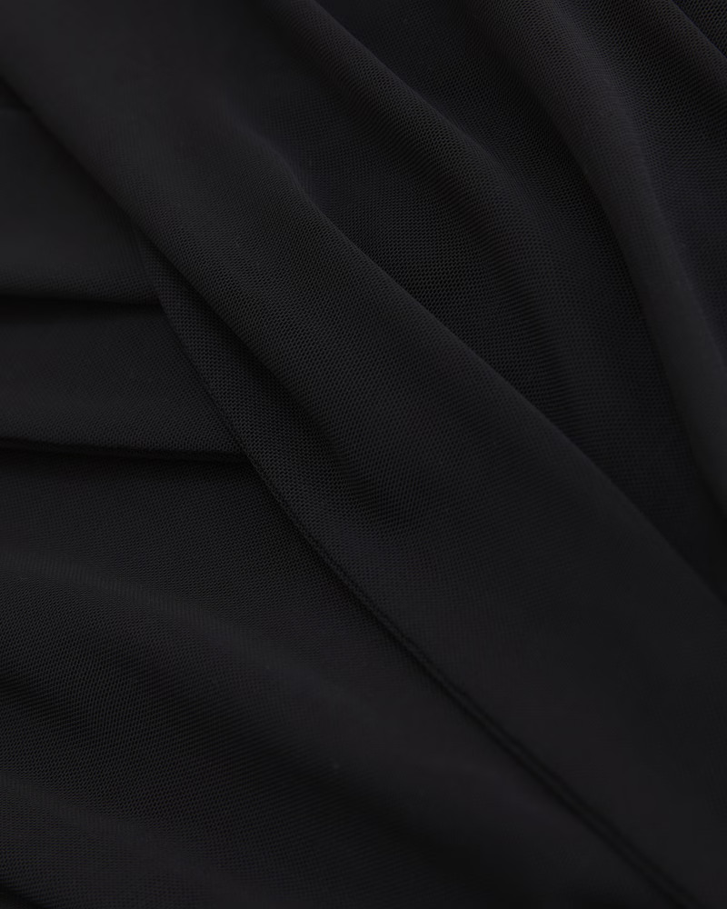 Long-Sleeve Off-The-Shoulder Wrap Mesh Bodysuit | Abercrombie & Fitch (US)