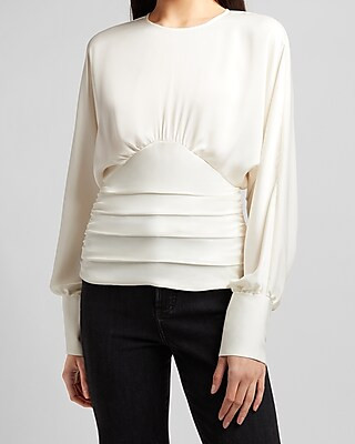 Cinched Waist Balloon Sleeve Top | Express
