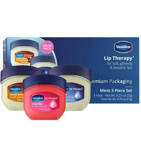 Vaseline Lip Therapy Variety 3-Pack – Crème Brûlée Rosy Lips Cocoa Butter Mini Lip Balms for Soft Glowing and Deliciously Kissable Lips 0.25 Oz Ea | Walmart (US)