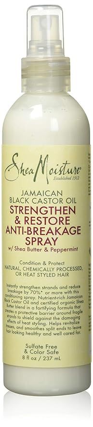 SheaMoisture Anti-Breakage Spray, Jamaican Black Castor Oil Heat Protectant with Shea Butter, 8 F... | Amazon (US)