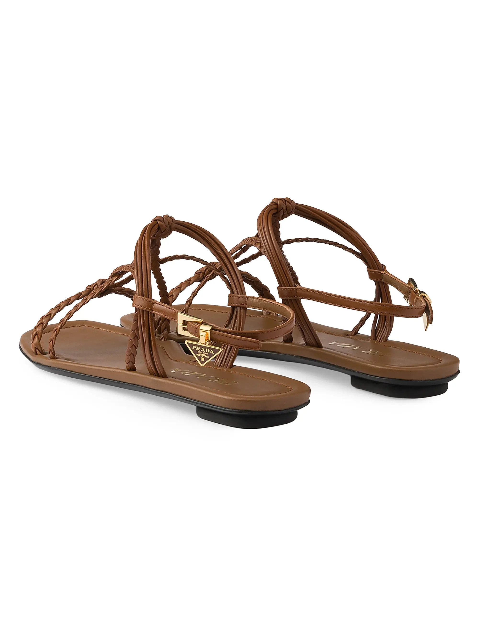 Prada Flat Leather Sandals | Saks Fifth Avenue | Saks Fifth Avenue