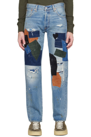 Indigo 501 '93 Patchwork Jeans | SSENSE