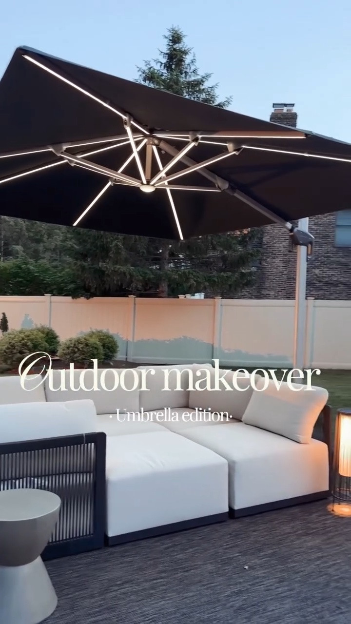 One of the best purchases we’ve made for our outdoor makeover has been this outdoor umbrella.

I wasn’t looking for anything fancy. I just wanted something that would actually provide shade and make our patio more comfortable during the day. This patio umbrella has completely changed how much time we spend outside.

It’s large enough to cover a big seating area, the canopy tilts and rotates with the sun, and it’s incredibly easy to adjust throughout the day. No dragging furniture around trying to stay in the shade. Plus, the built-in lights make it feel so cozy at night.

Not sponsored. Not an ad. Just sharing one of my favorite finds because it’s made our outdoor living space so much more functional and enjoyable.

If you’re planning a backyard makeover, updating your patio furniture, or looking for a cantilever umbrella that actually works, this one has been worth every penny.

What’s one outdoor purchase you’ve made that you use every single day?

#OutdoorUmbrella #PatioUmbrella #CantileverUmbrella #BackyardMakeover #OutdoorDecor BackyardDesign OutdoorFurniture