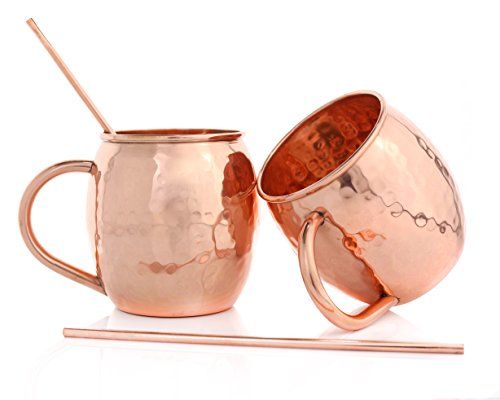 Set of 2 Premium Moscow Mule Copper Mugs. Optimis Series A Hammered Barrel Mugs are Great for ANY Co | Amazon (US)