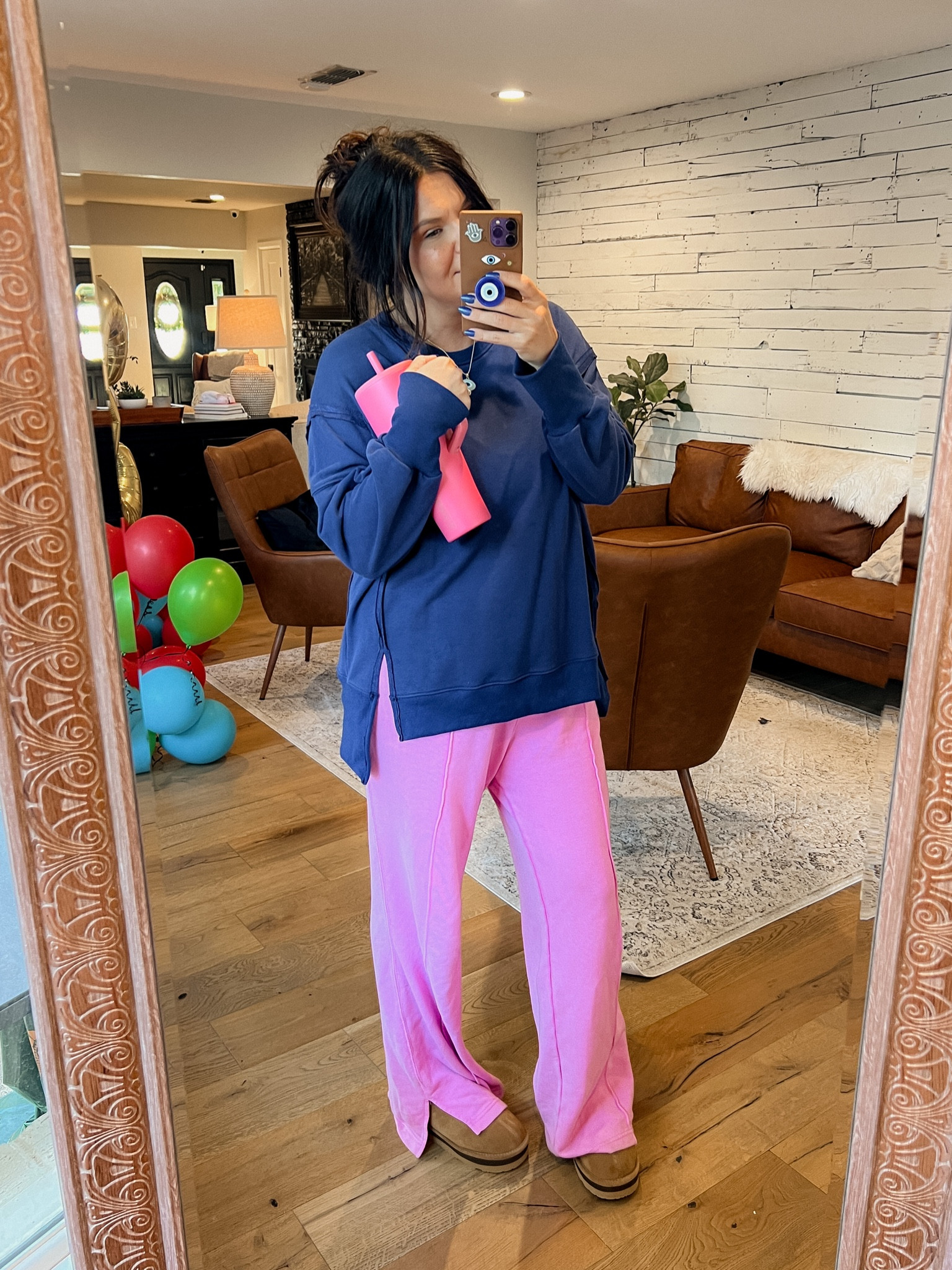 Comfy outfit. 
Sweatshirt: XXL
Sweats: Large
Slippers: sized up 1/2

#LTKfindsunder100 #LTKmidsize #LTKstyletip