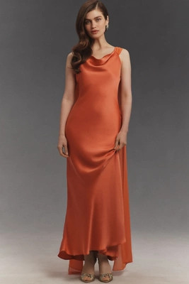 BHLDN Open-Back Satin Maxi Dress | Anthropologie (US)