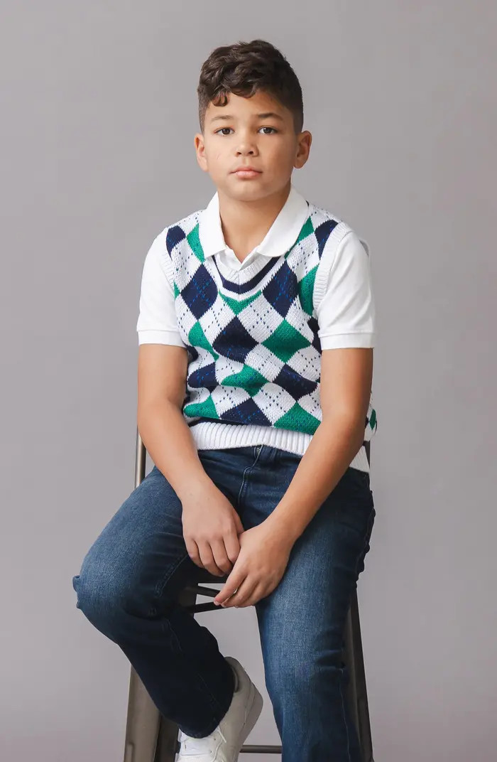 Kids' Organic V-Neck Argyle Sweater Vest | Nordstrom
