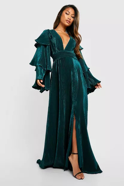 Plisse Layered Sleeve Maxi Dress | Boohoo.com (US & CA)
