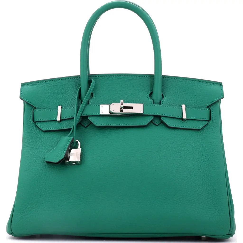 Pre-Owned Hermes Birkin Handbag Verso Clemence with Palladium Hardware 30 in Green at Nordstrom, Size Small | Nordstrom