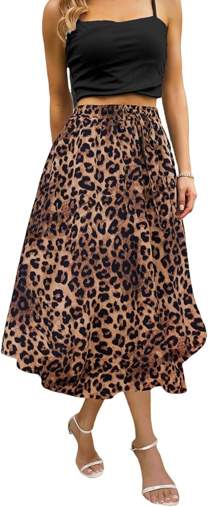 Maxi Skirts for Women with Pockets Long Midi Length Casual Skirt for Beach Party Holiday | Amazon (US)