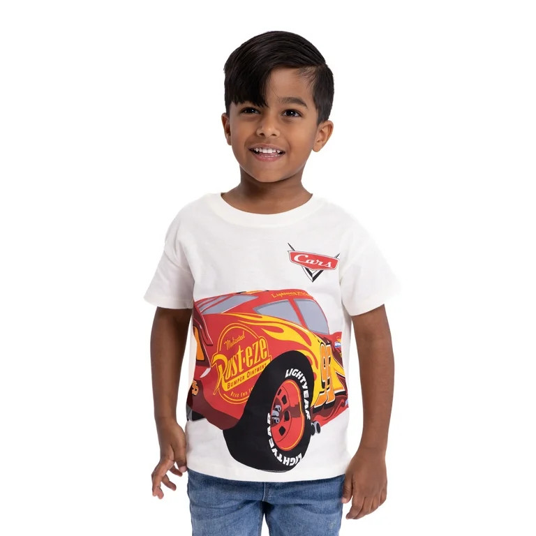 Disney Cars Toddler Boys Lightning McQueen Short Sleeve Crewneck T-Shirt, Sizes 12M-5T - Walmart.... | Walmart (US)